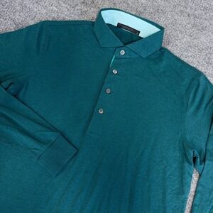 Greyson Golf Polo Shirt Men Small Teal Apache II Long Sleeve Performance Pocket